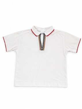 Boys Burberry Pique polo size 8Y Burberry Kids White Pique ZipUp Polo TShirt